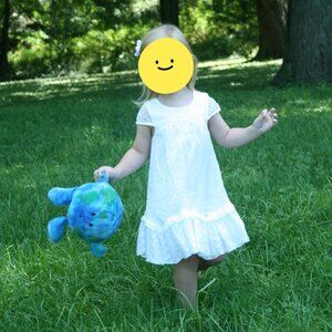 Girls Camilla Cotton Ivory Cream Off-White Summer Dress with Lace Trim (3T)